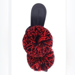 NWOB Bottega Veneta Adam Leather Two-Band Pom Sandals size 37.5